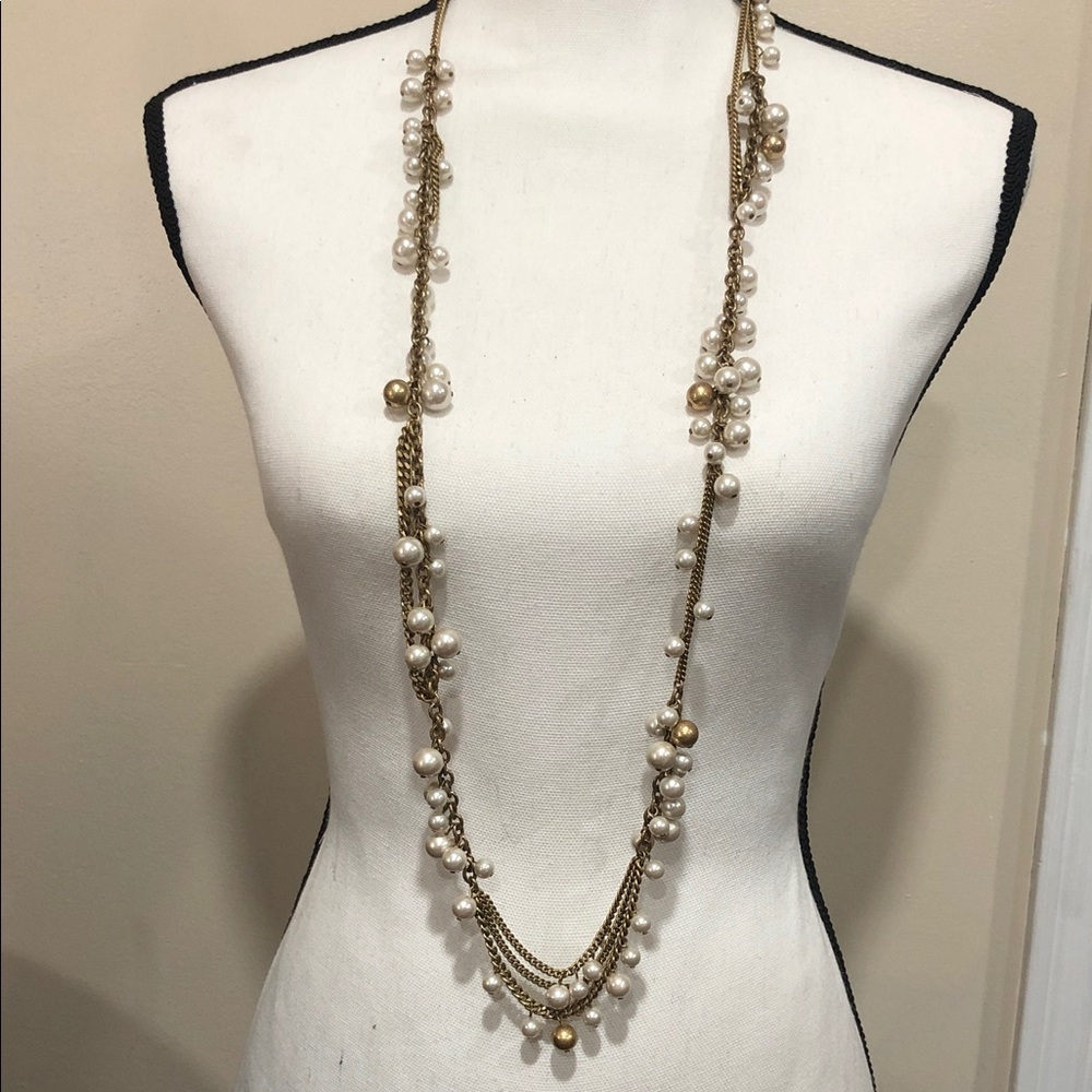Stella & Dot Gabrielle Pearl Gold and Pearl Necklace